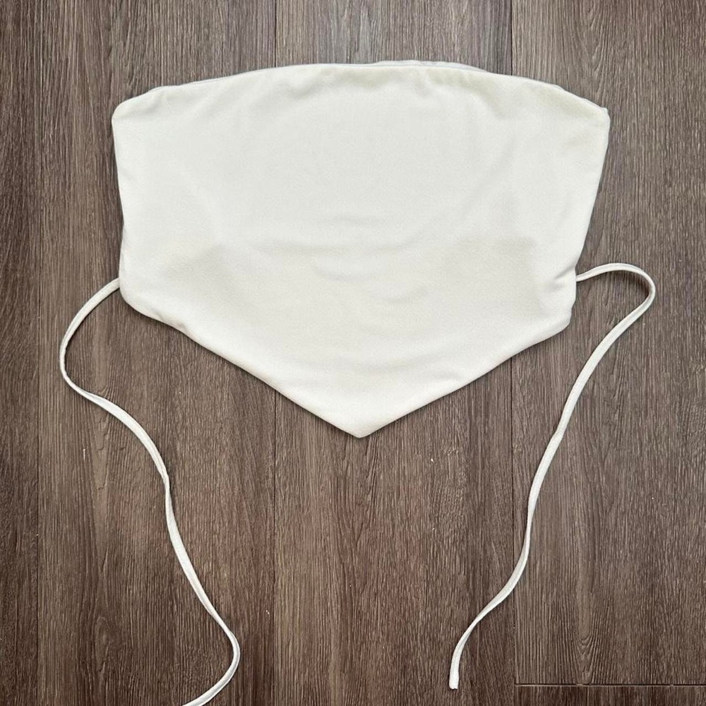 Tiger Mist Off White Suede Effect Bandana Kerchief Tie Back Crop Top